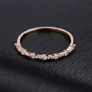 0.35CT Marquise Cut Moissanite Engagement Ring, Rose gold half eternity band, Bridal Matching Stacking ring, Anniversary unique wedding ring