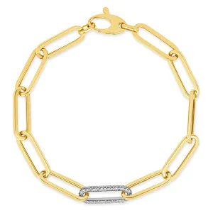 0.65 Carat Natural Diamond Paper Clip Bracelet G SI 14K Yellow Gold 7''