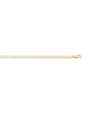 10, 14 Karat Yellow Gold Squared Link Curb 2.4 mm Italian Bracelet