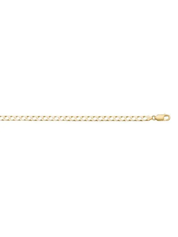 10, 14 Karat Yellow Gold Squared Link Curb 2.4 mm Italian Bracelet