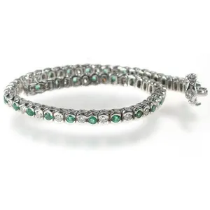 1.00-6.00 CT Round Cut Green Emeralds & Diamonds - Color Stones Bracelet