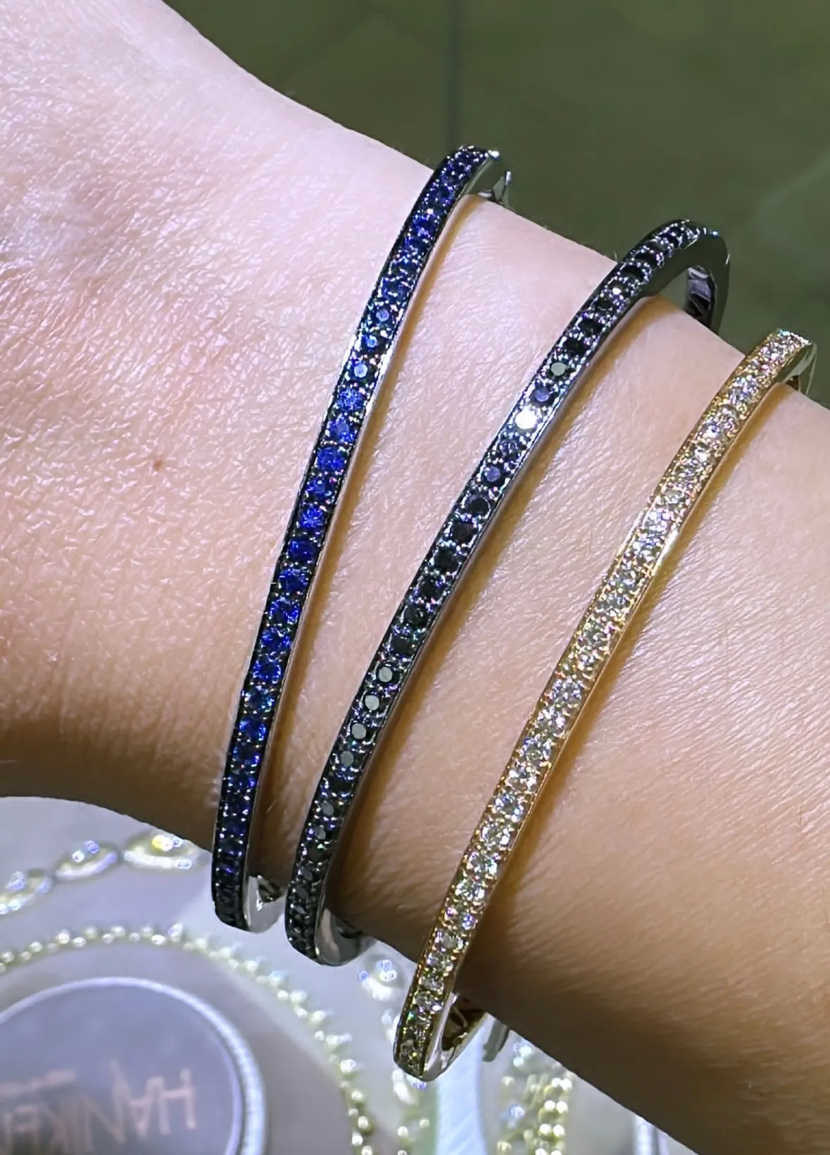 1.02ct t.w. Royal Blue Sapphire White Gold Bangle Bracelet