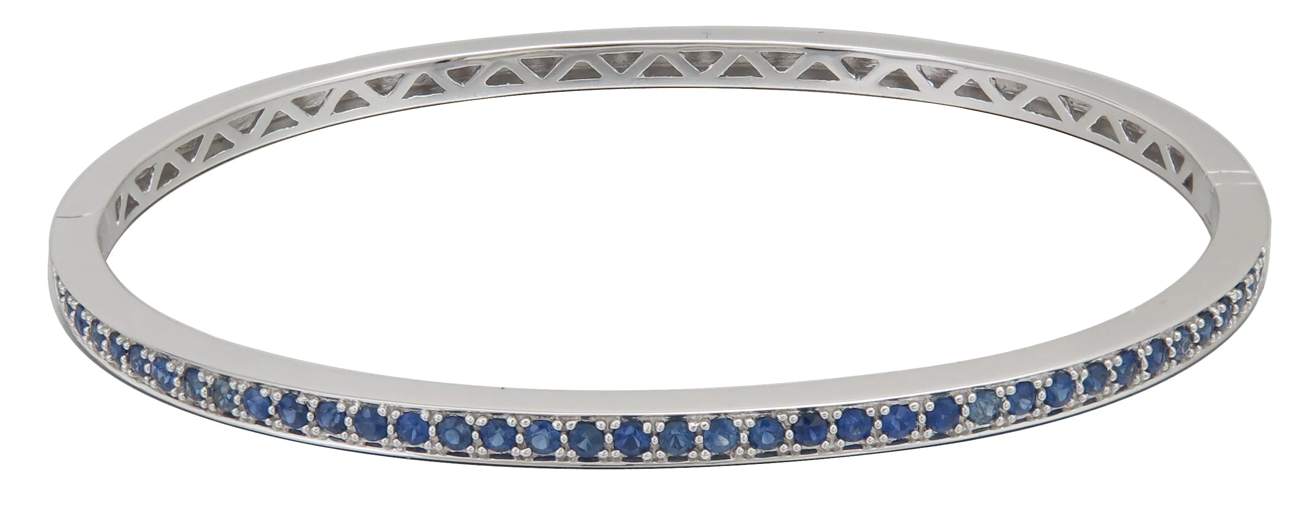 1.02ct t.w. Royal Blue Sapphire White Gold Bangle Bracelet