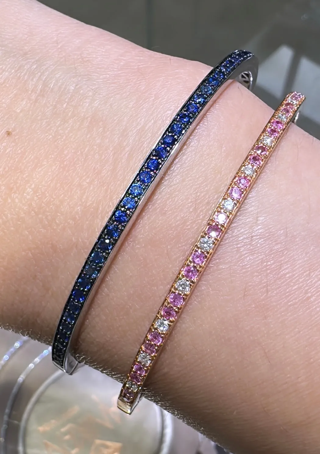 1.02ct t.w. Royal Blue Sapphire White Gold Bangle Bracelet