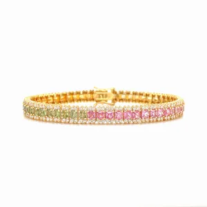 10.40 Carat Sapphire Bracelet in 14k Yellow Gold
