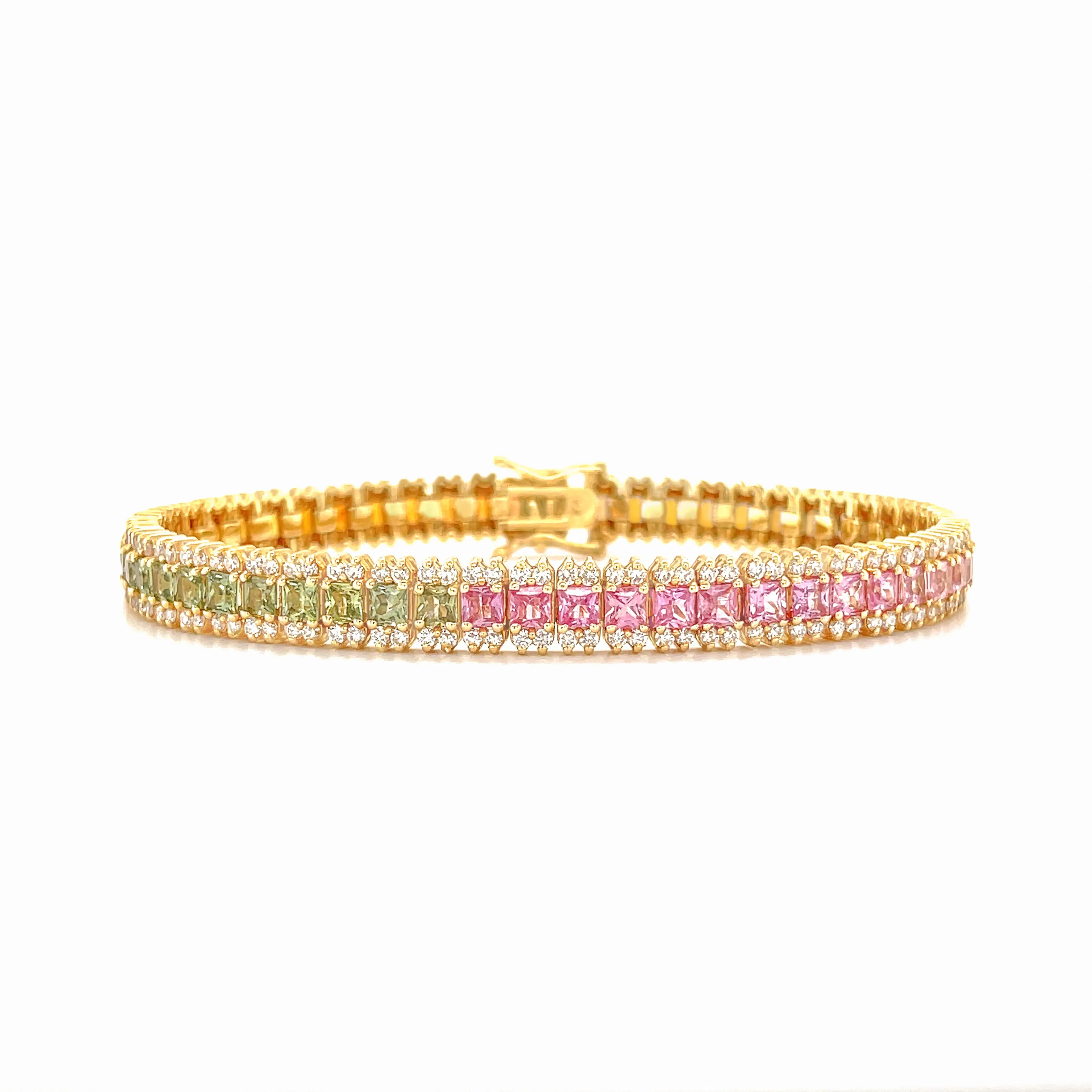 10.40 Carat Sapphire Bracelet in 14k Yellow Gold