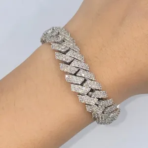 10K 12.5MM Cuban Link Diamond Bracelet 8"