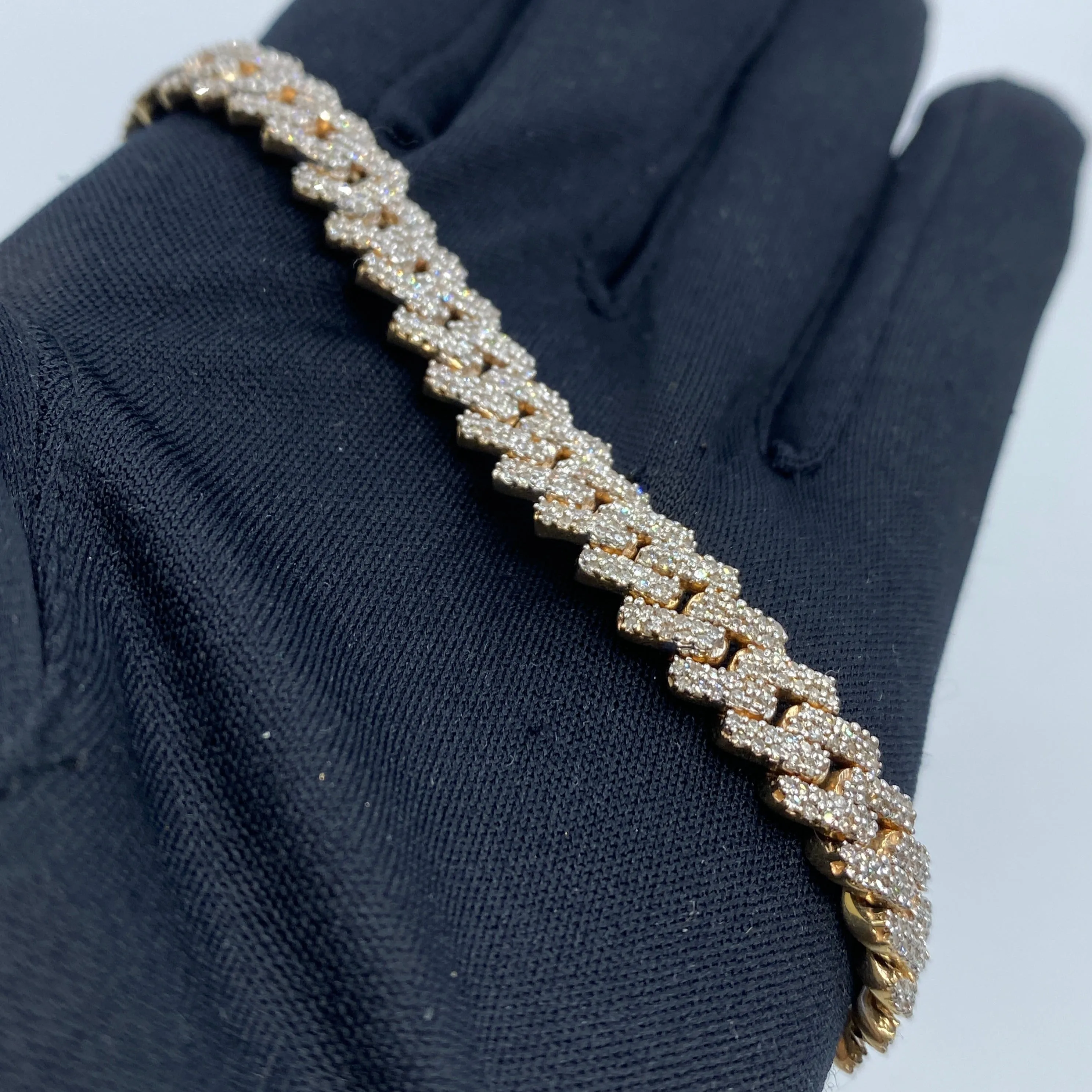 10K 8.5MM Cuban Link Diamond Bracelet 8"