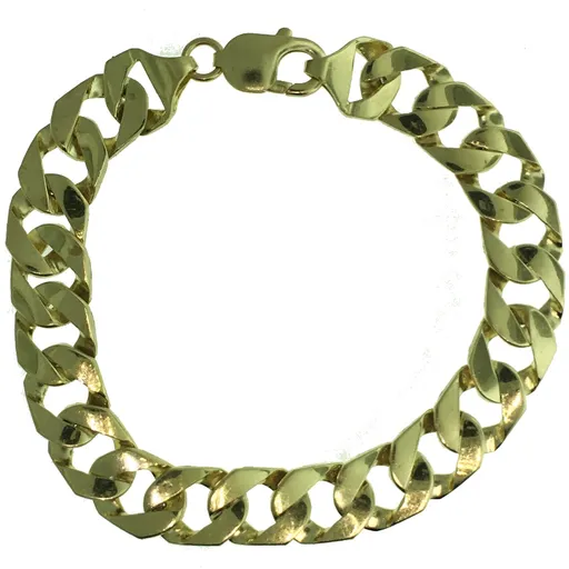 10K Yellow Gold (11mm) Handmade Curb Bracelet 8.5"