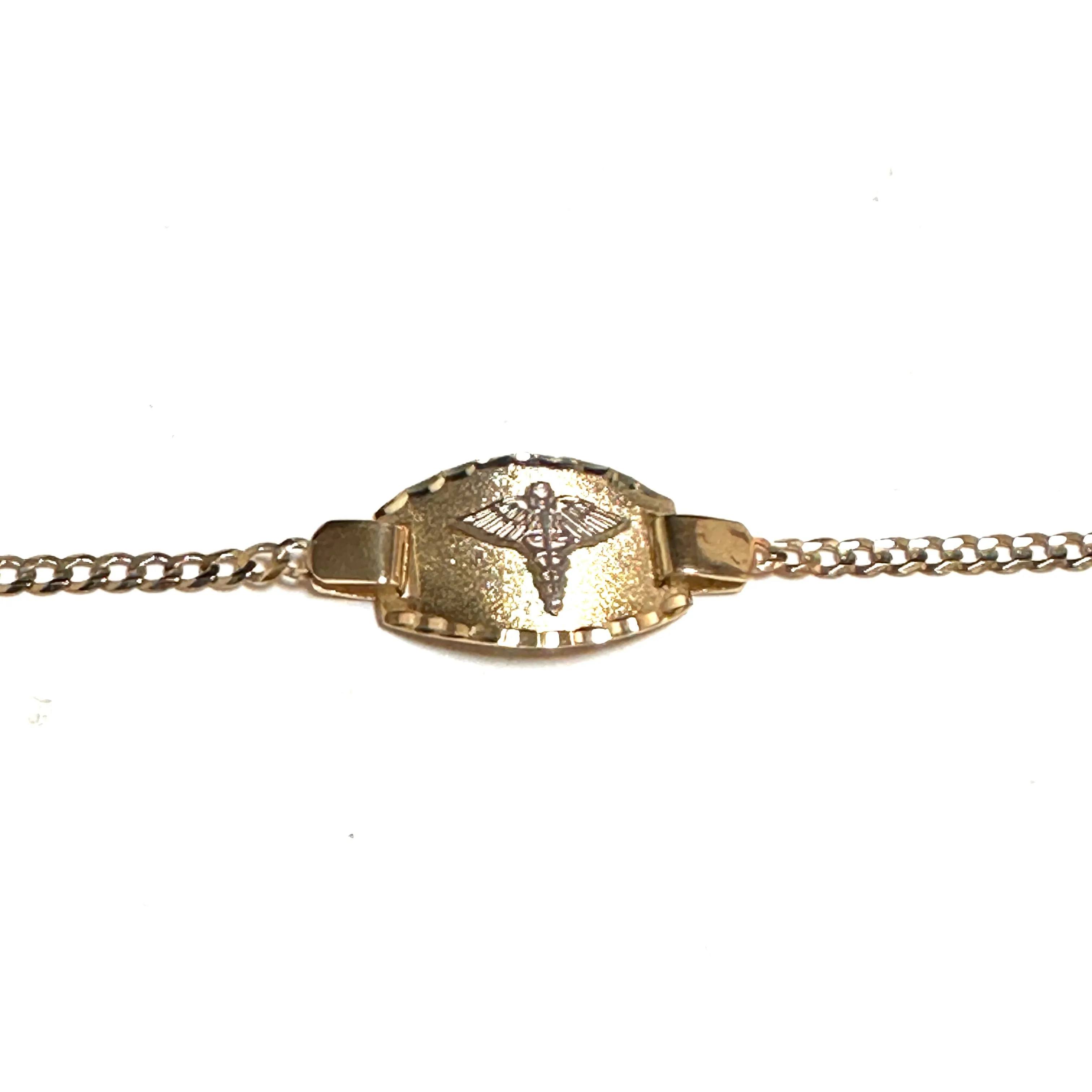 10K Yellow Gold (3mm) Diamond Cut Medical ID Curb Link Bracelet