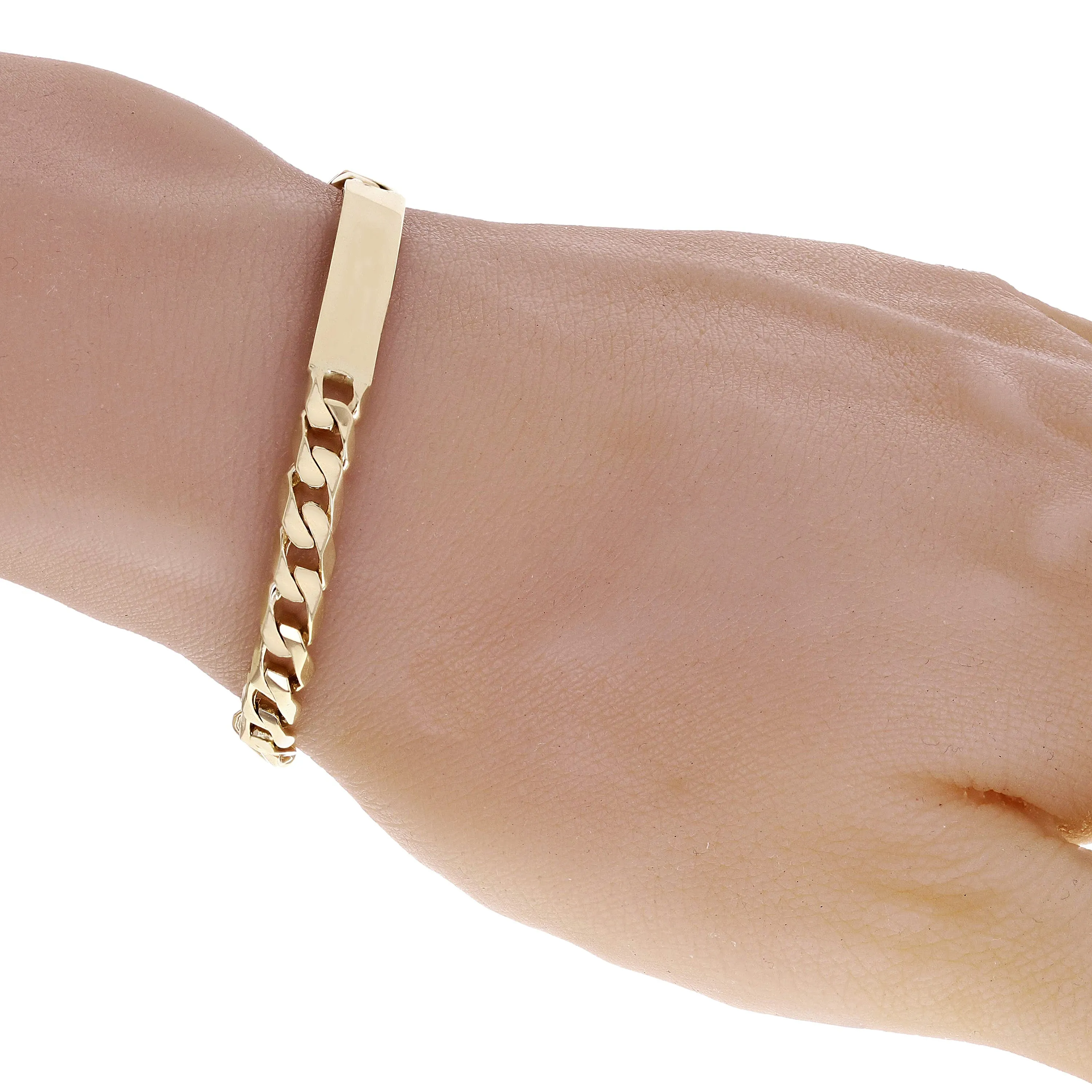 10k Yellow Gold Cuban ID Bracelet Engraveable 6mm Various Lengths