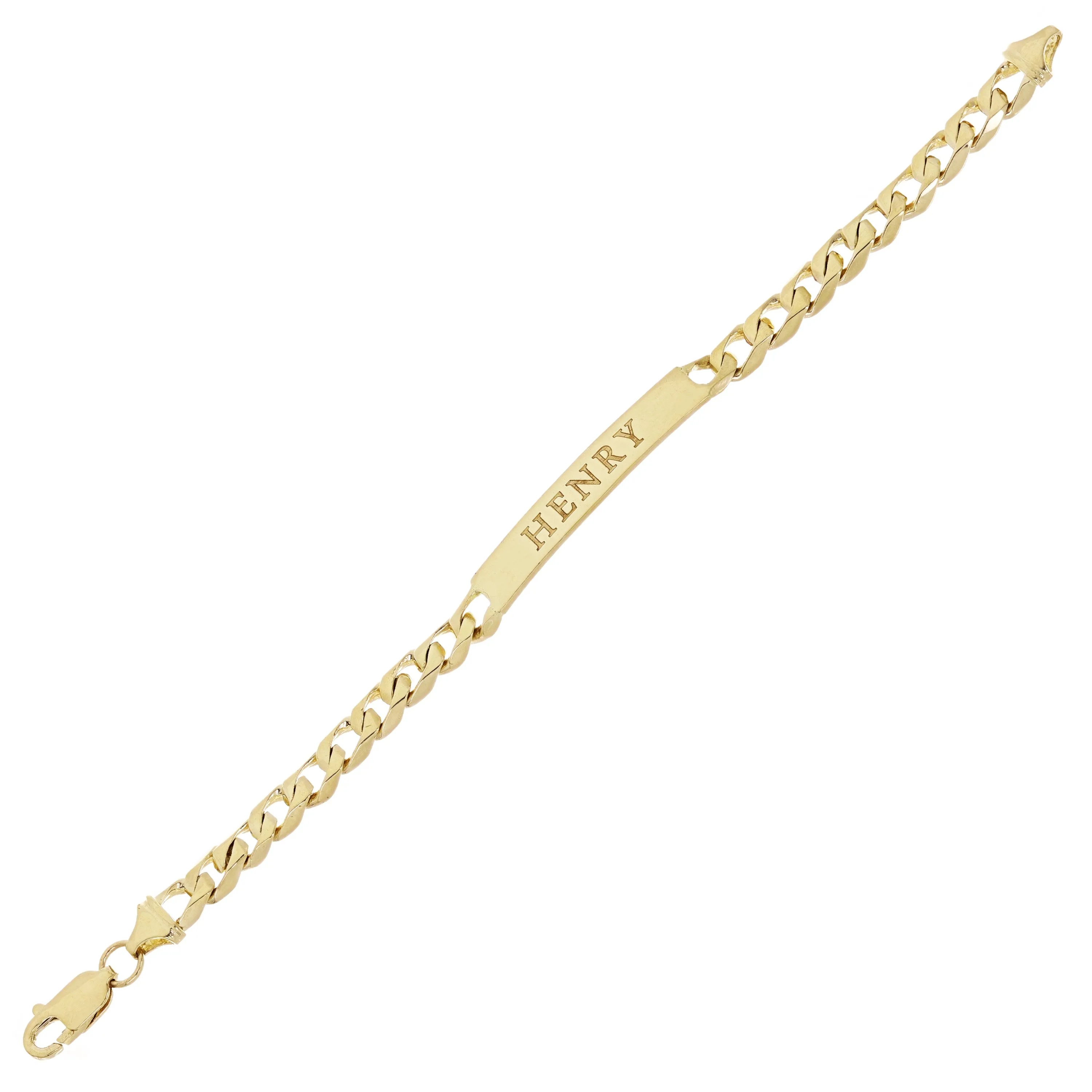 10k Yellow Gold Cuban ID Bracelet Engraveable 6mm Various Lengths