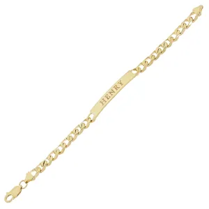 10k Yellow Gold Cuban ID Bracelet Engraveable 6mm Various Lengths