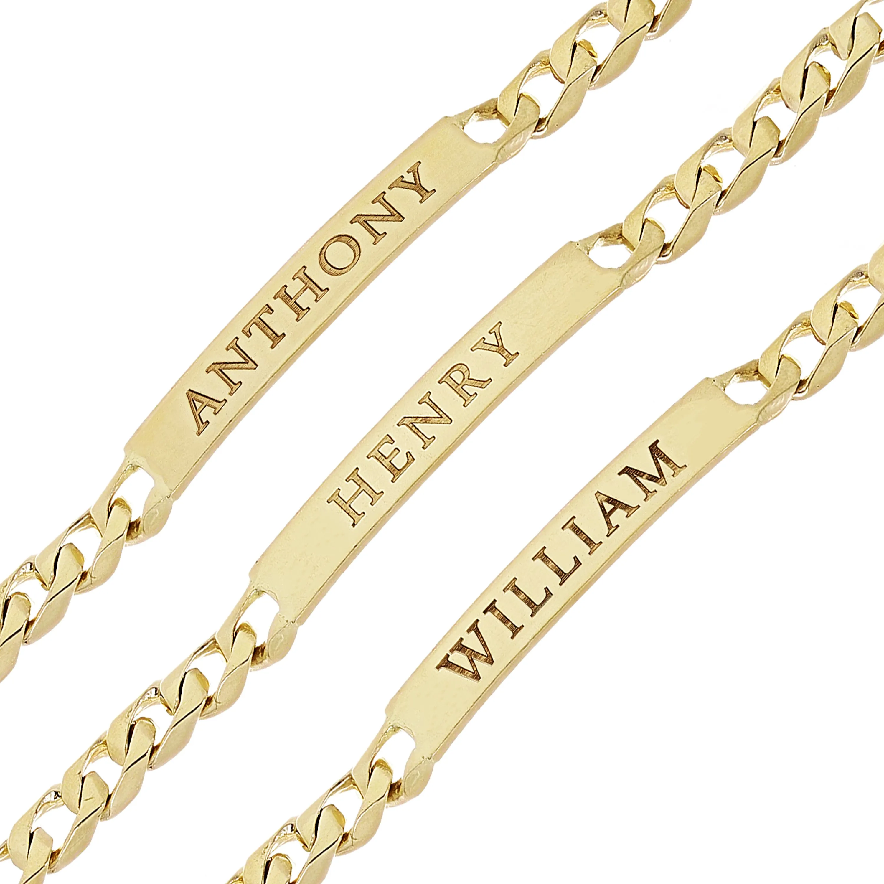 10k Yellow Gold Cuban ID Bracelet Engraveable 6mm Various Lengths
