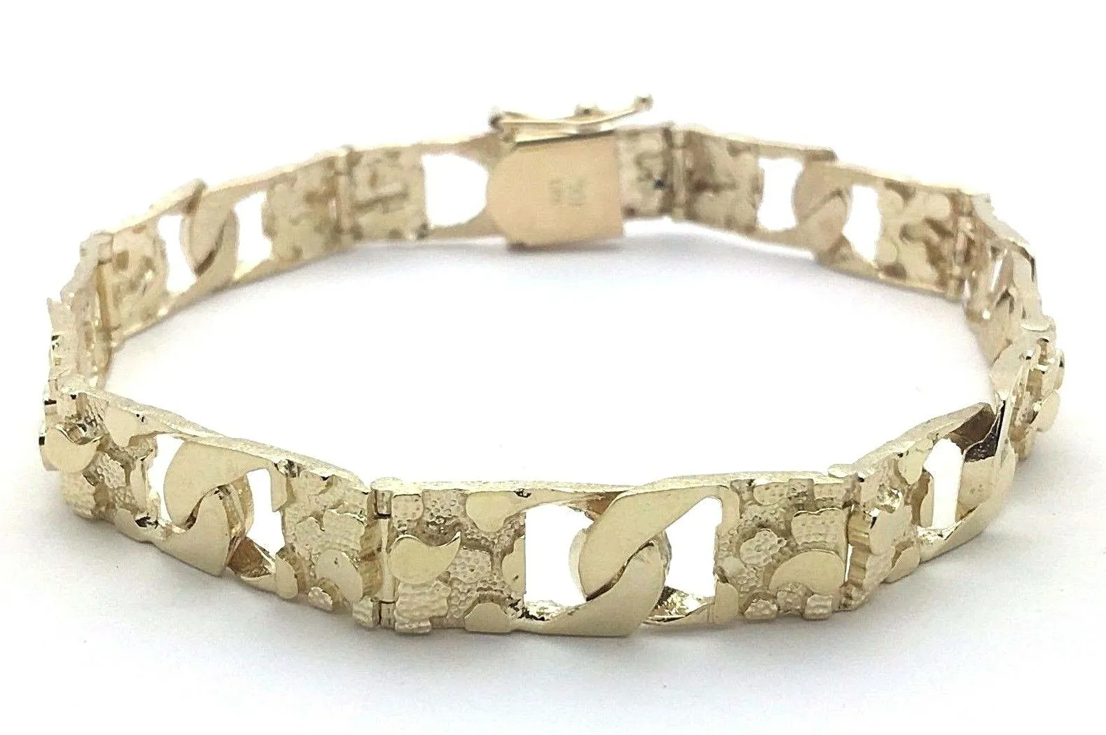 10k Yellow Gold Cuban Link Nugget Bracelet 8.25" 9mm 20.3 grams
