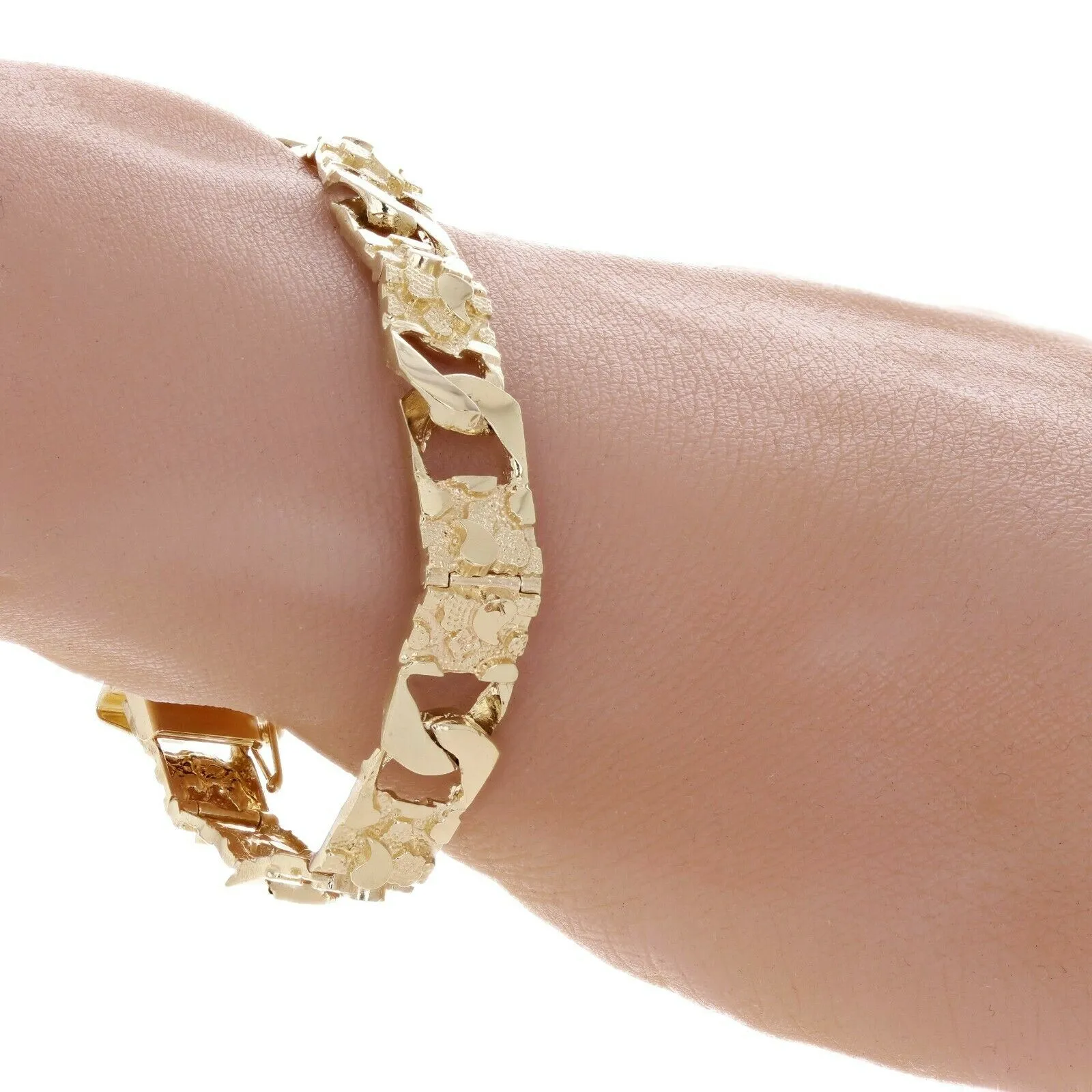 10k Yellow Gold Cuban Link Nugget Bracelet 8.25" 9mm 20.3 grams