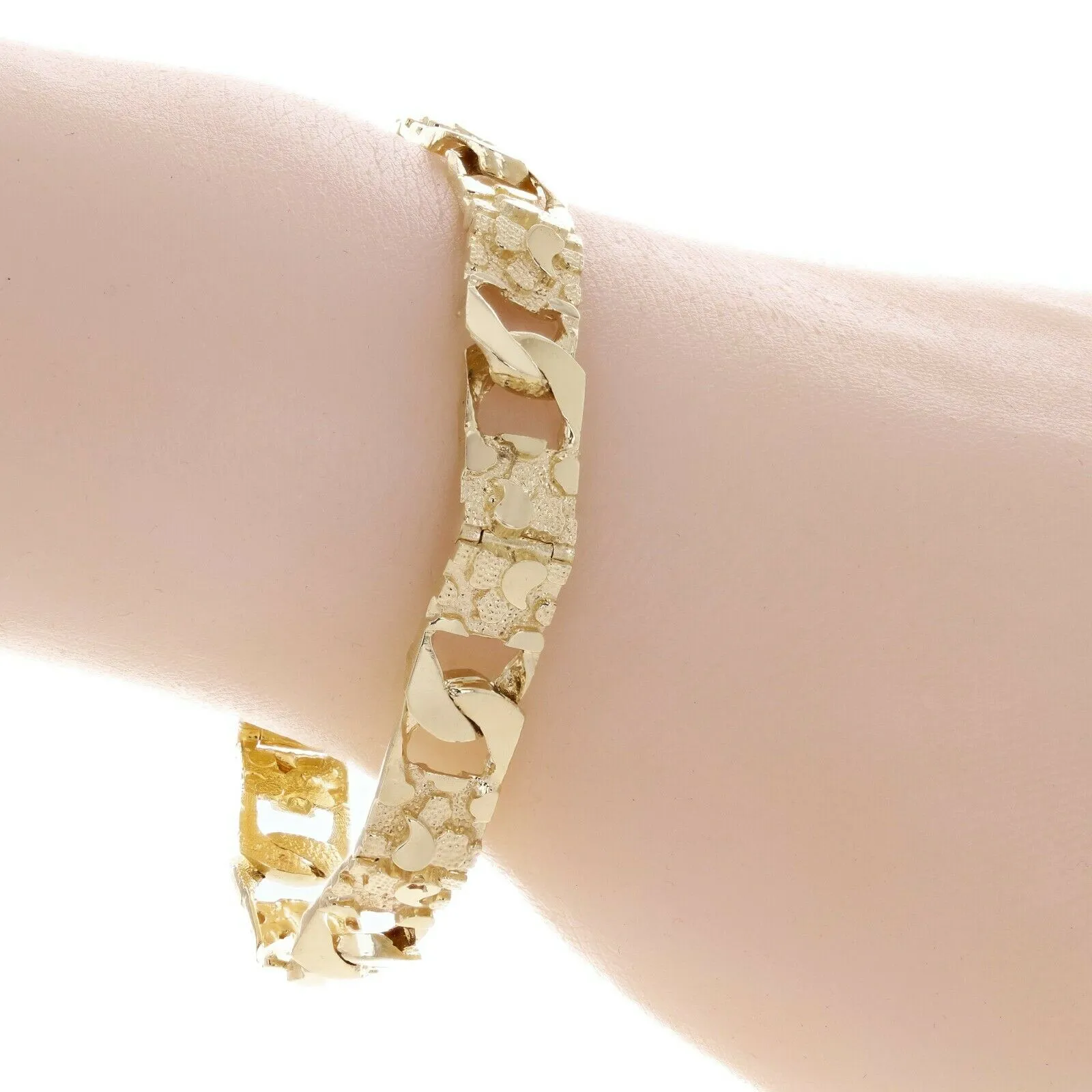 10k Yellow Gold Cuban Link Nugget Bracelet 8.25" 9mm 20.3 grams