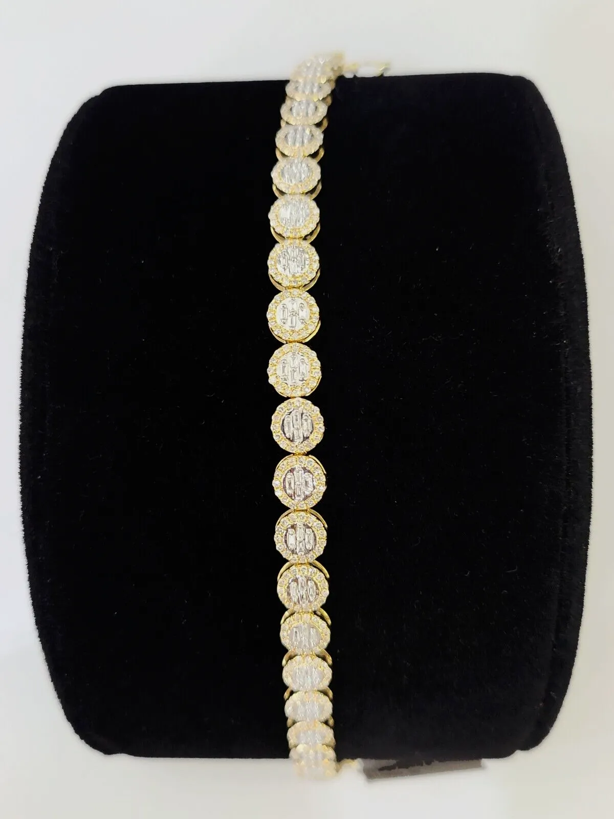 10K Yellow Gold Diamond Bracelet Women Ladies 7" REAL Genuine Gold