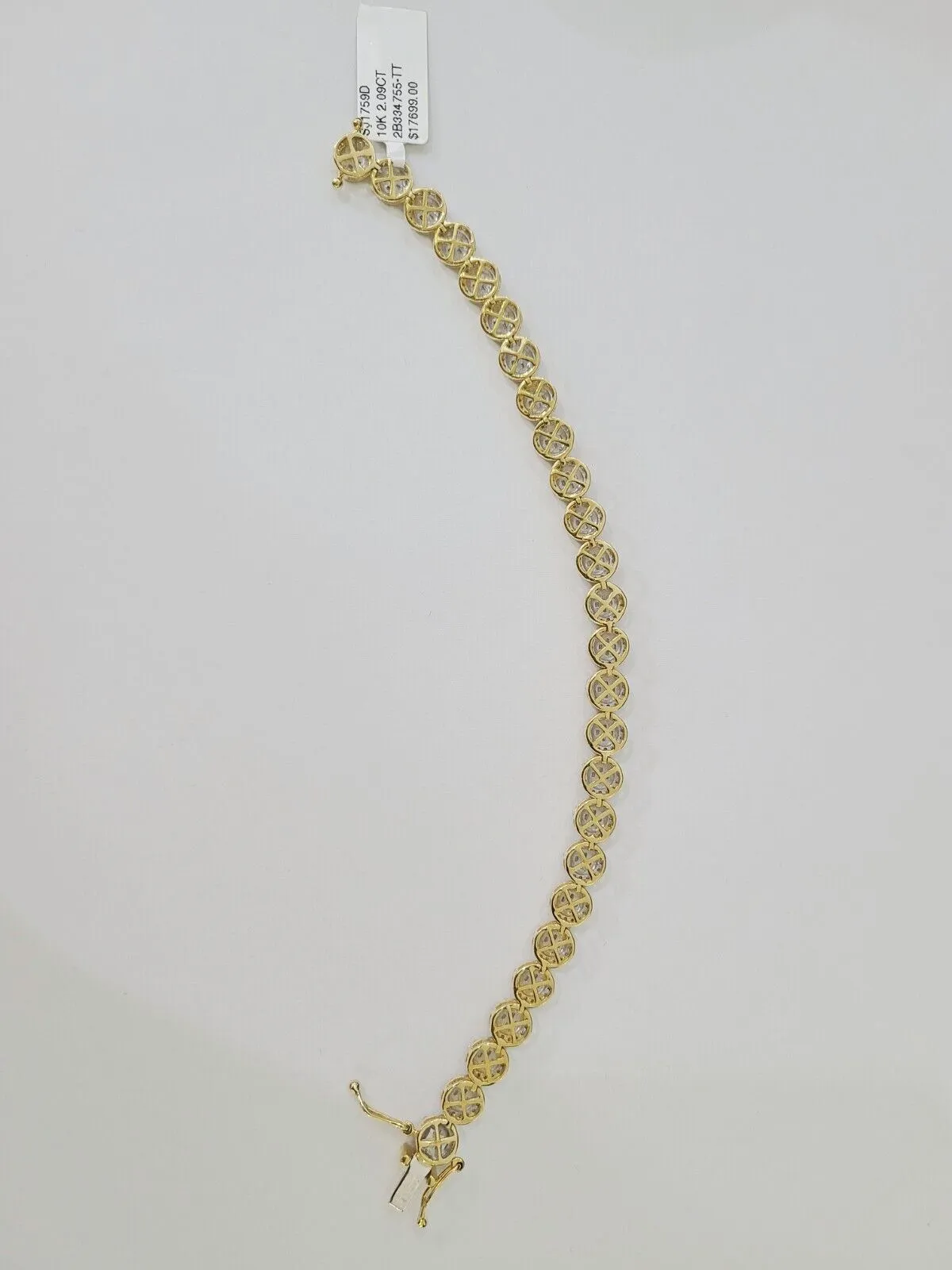 10K Yellow Gold Diamond Bracelet Women Ladies 7" REAL Genuine Gold