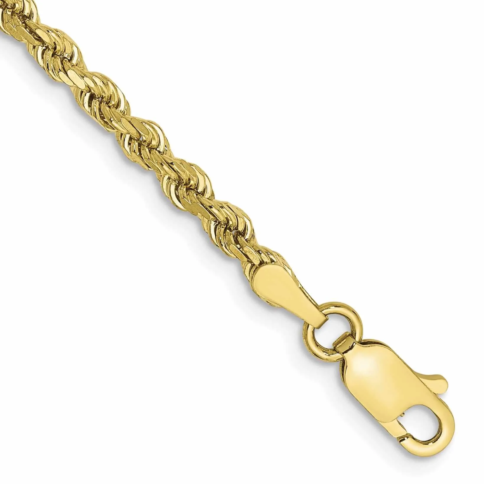 10k Yellow Gold Diamond Cut Rope Bracelet 2.75MM