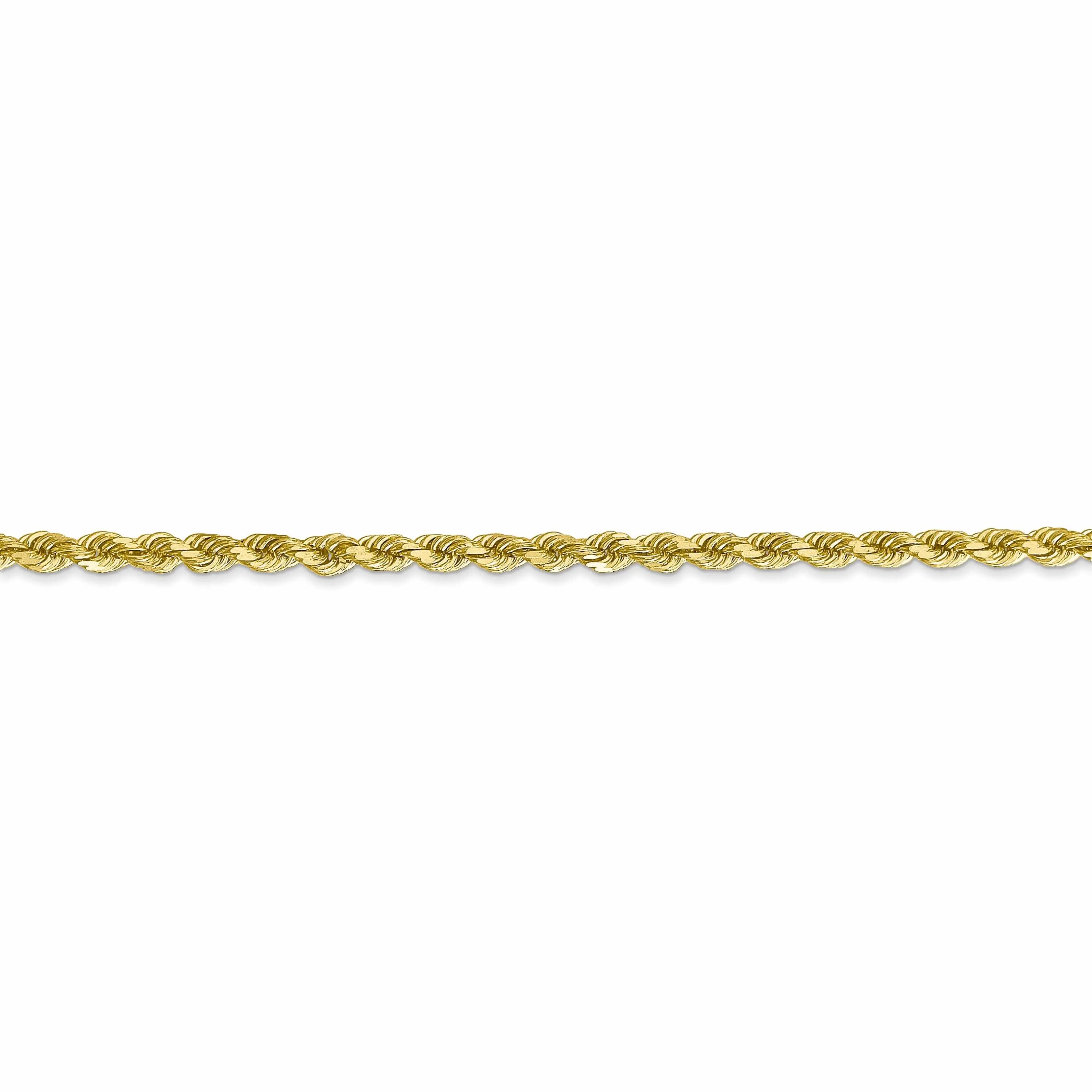 10k Yellow Gold Diamond Cut Rope Bracelet 2.75MM