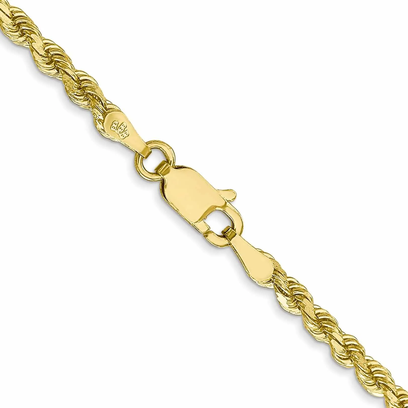 10k Yellow Gold Diamond Cut Rope Bracelet 2.75MM