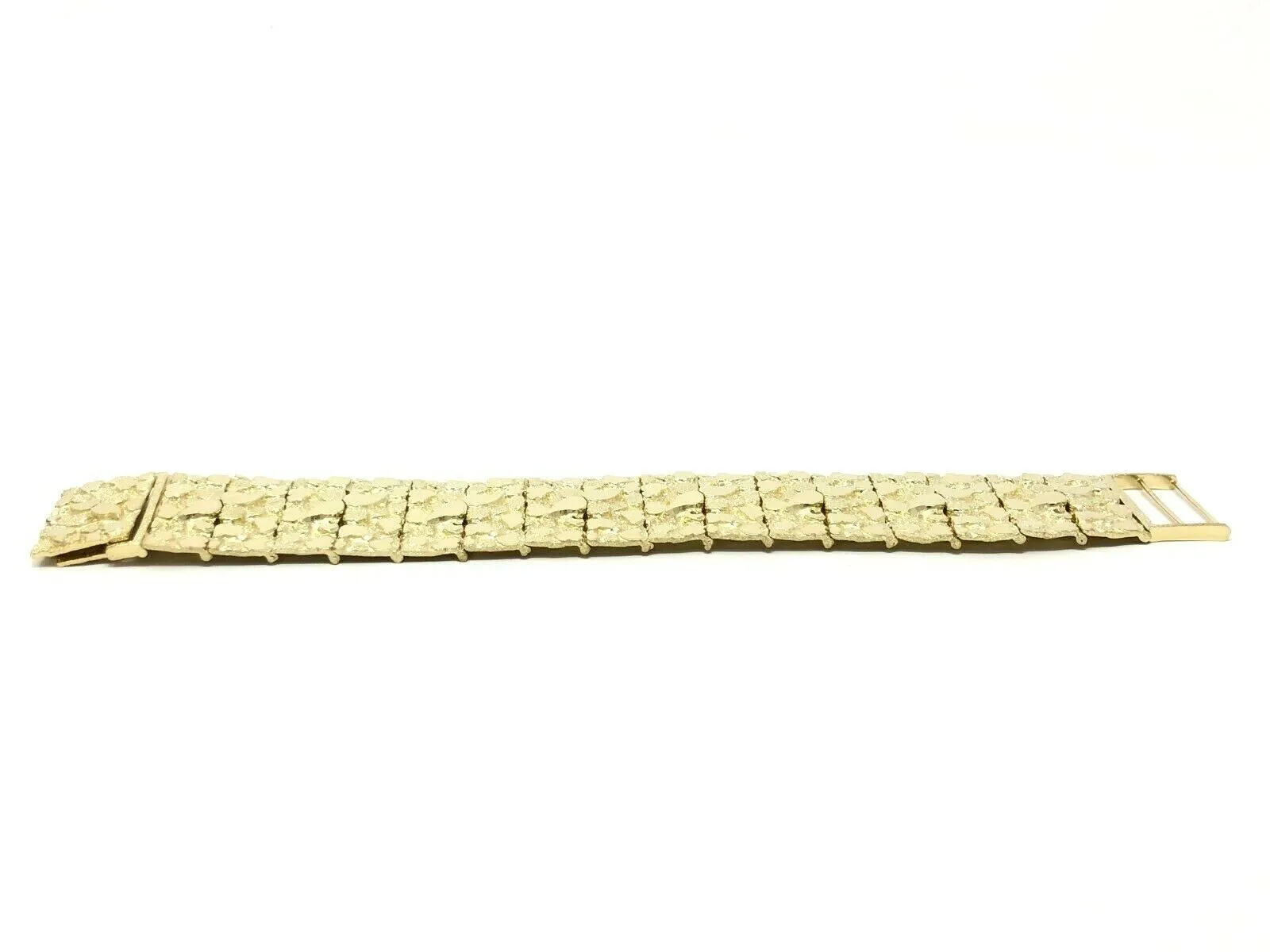 10k Yellow Gold Nugget Bracelet  8.75-9.5" 31.75mm 101.4 grams Real Solid Gold