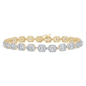 10kt Yellow Gold Mens Baguette Diamond Square Link Bracelet 4 Cttw