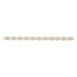 10kt Yellow Gold Mens Round Diamond Big Look Pave-set Fashion Bracelet 1-3/8 Cttw