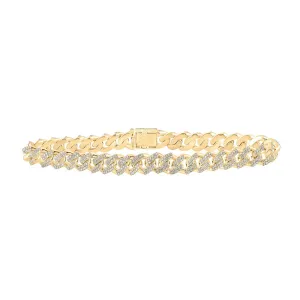 10kt Yellow Gold Mens Round Diamond Cuban Link Bracelet 3-3/4 Cttw