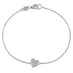 1/10 CT Diamond TW Bracelet With Chain 14k White Gold GH SI Length (inches): 7