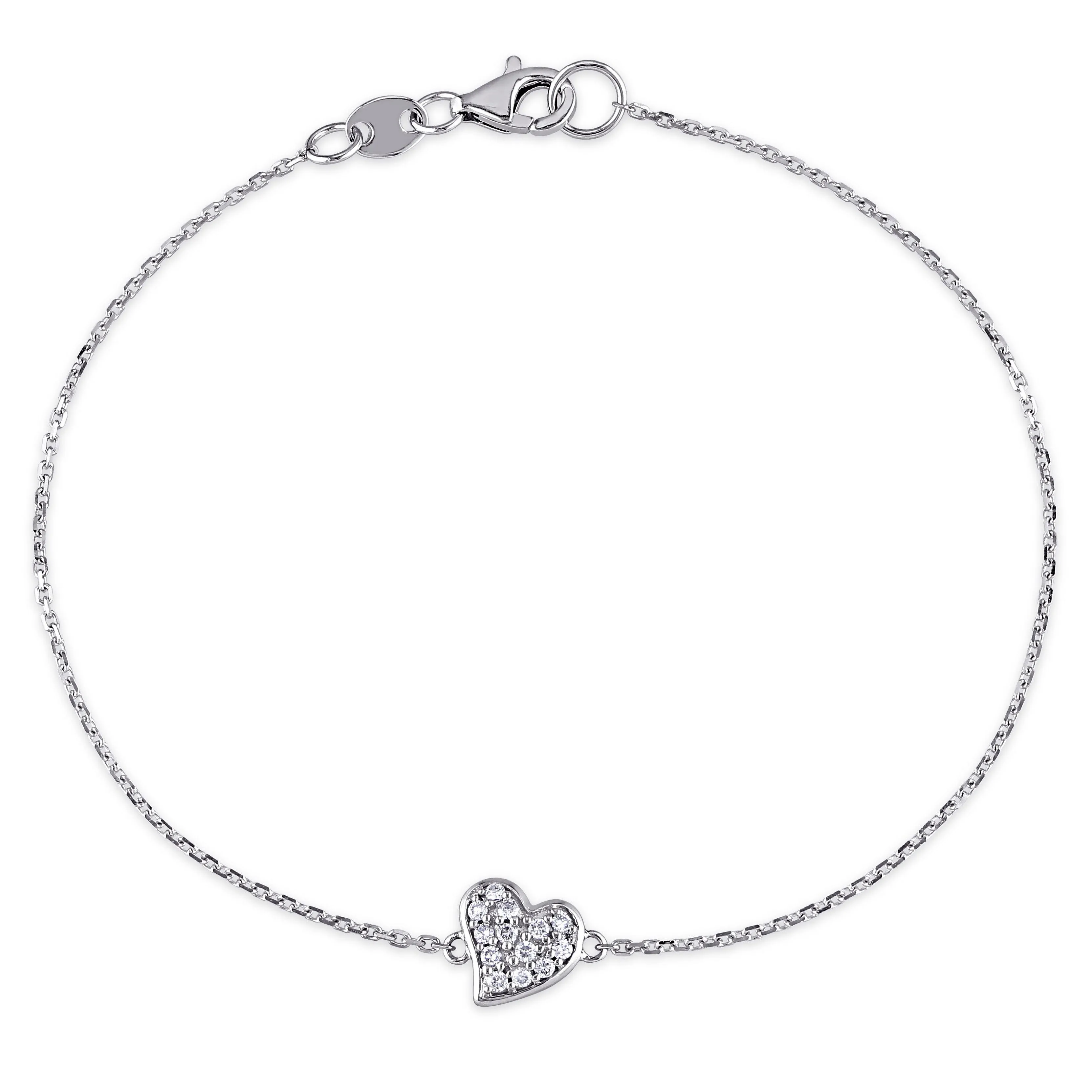 1/10 CT Diamond TW Bracelet With Chain 14k White Gold GH SI Length (inches): 7
