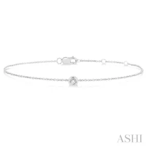 1/10 ctw Bezel Set Round Cut Diamond Petite Fashion Bracelet in 10K White Gold