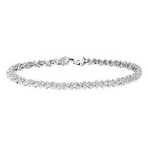 1/2 cttw X-O Diamond Tennis Bracelets in 10K White Gold