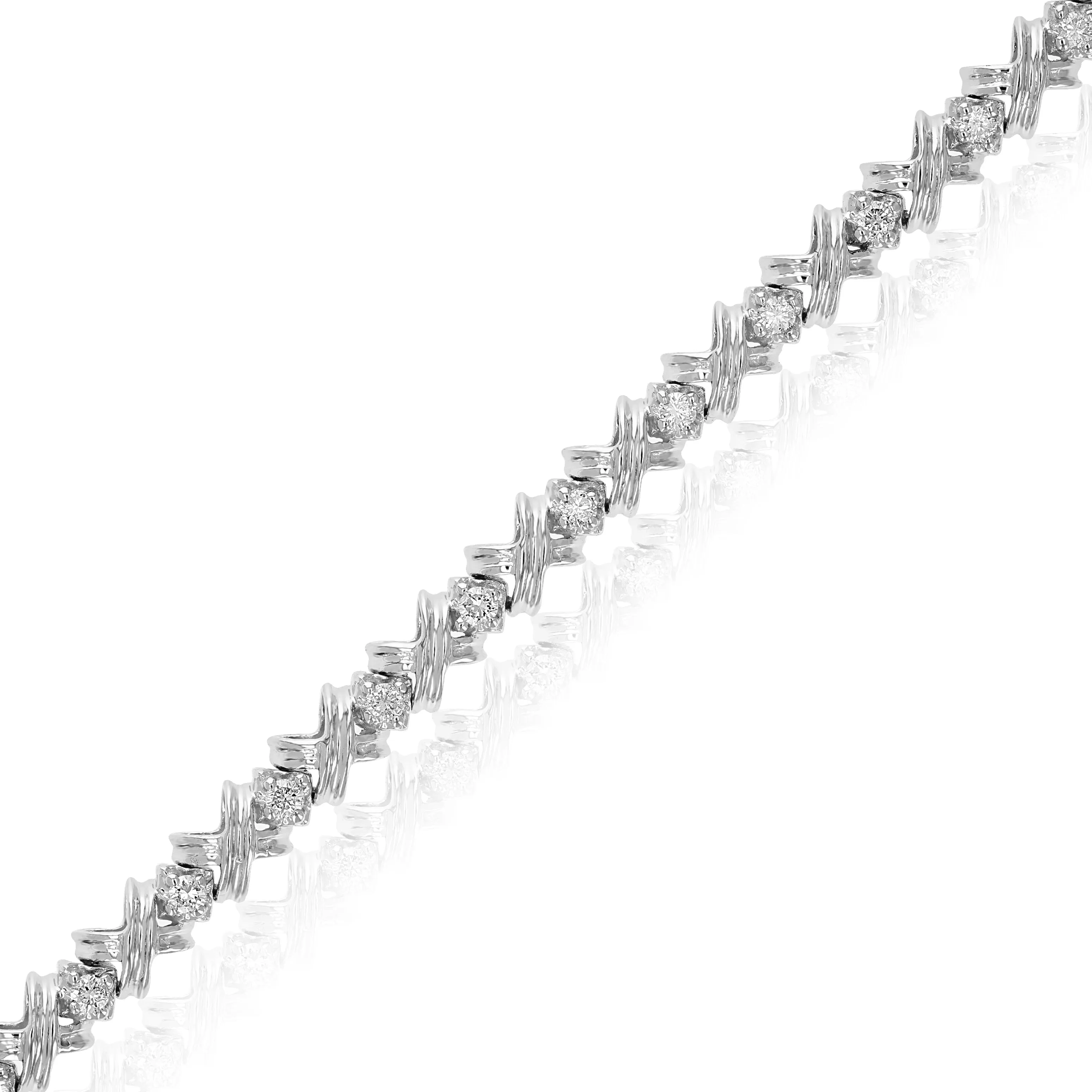 1/2 cttw X-O Diamond Tennis Bracelets in 10K White Gold