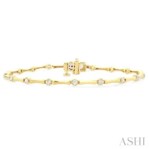1/2 ctw Bamboo Internodes Round Cut Diamond Fashion Bracelet in 14K Yellow Gold