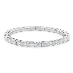 14 Karat White Gold Lab Grown Emerald Cut East-West Diamond Flex Bangle Bracelet