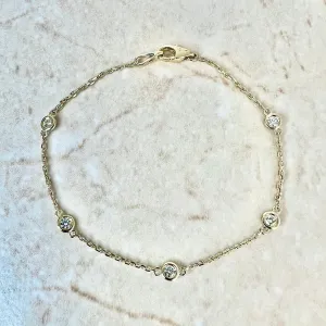 14 Karat Yellow Gold 0.40 Carat Diamond By The Yard Bracelet