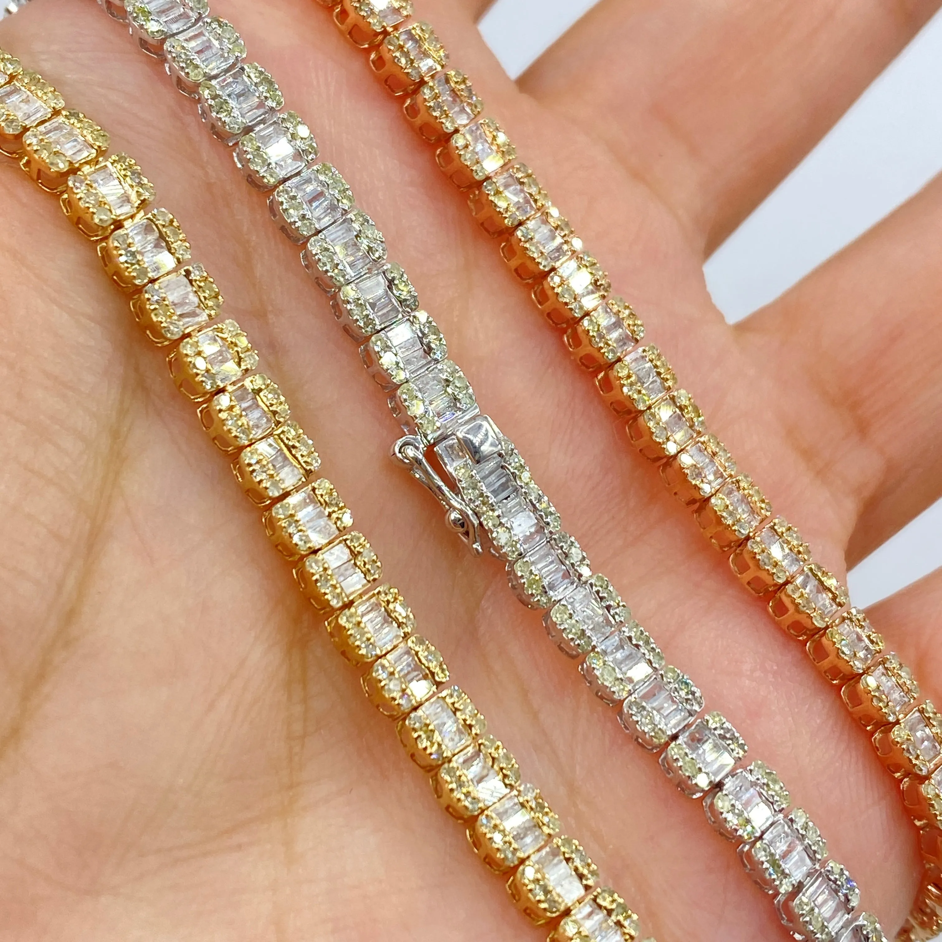 14K 4.3MM Baguette Tennis Bracelet 7"