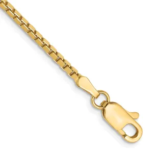 14K 7 inch 1.9mm Box with Lobster Clasp Bracelet