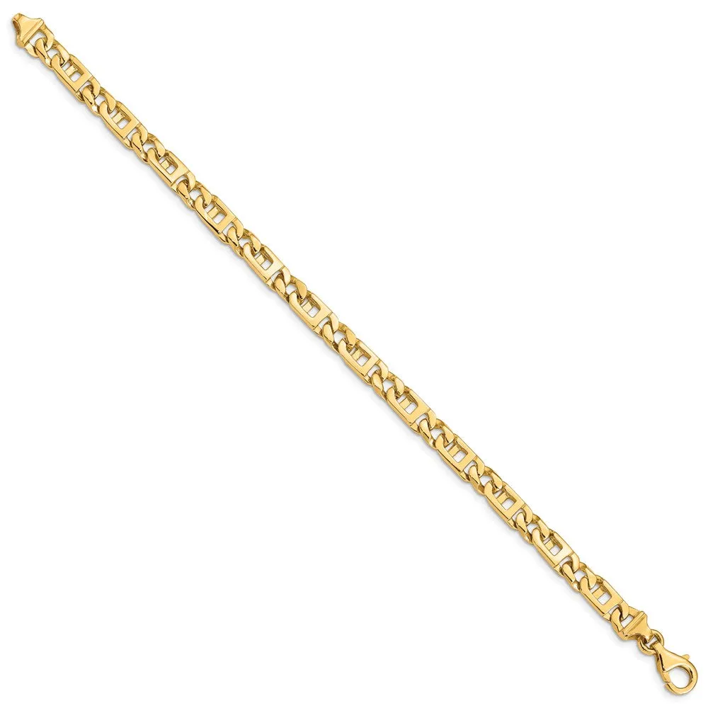 14K 7 inch 5.9mm Hand Polished Fancy Link with Fancy Lobster Clasp Bracelet