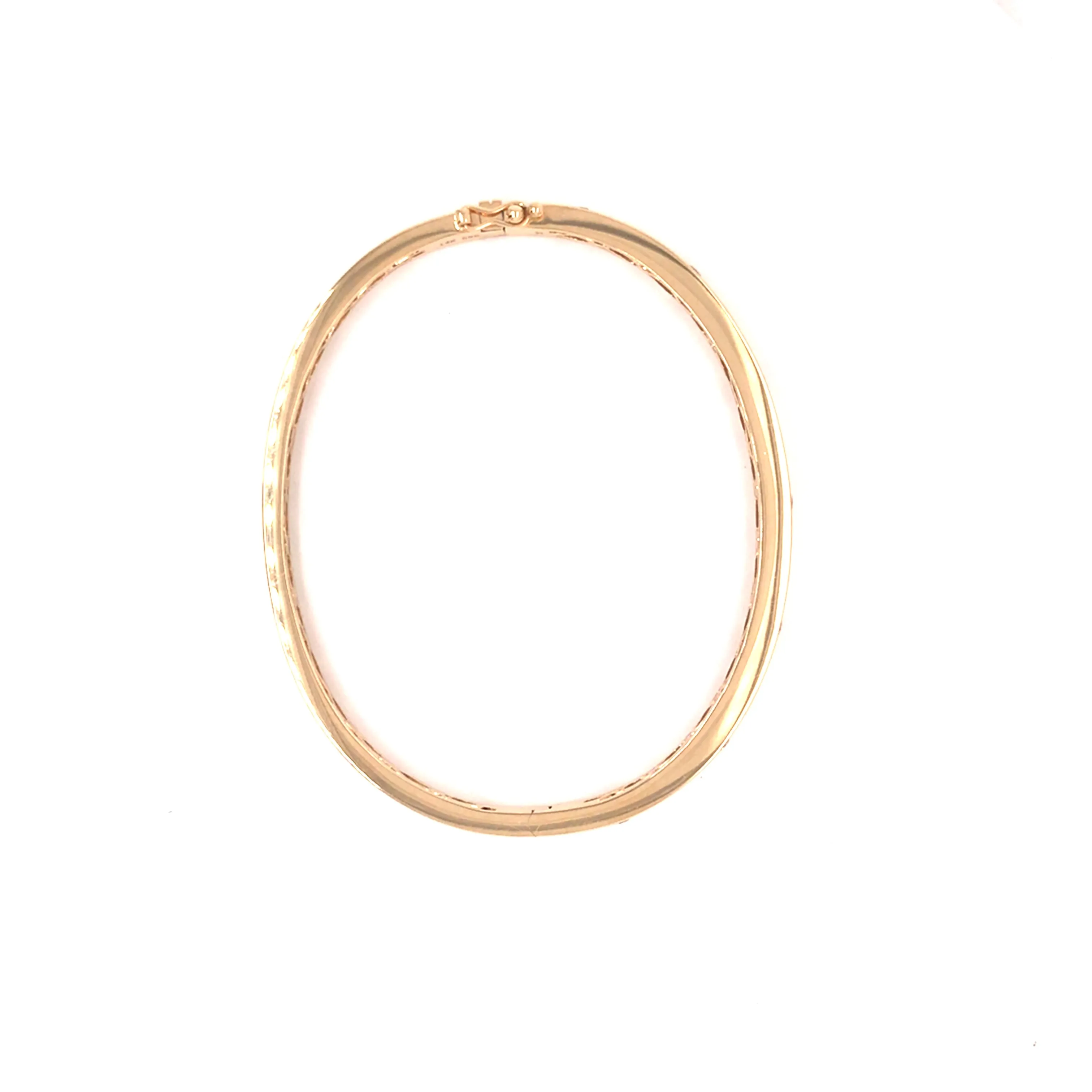 14K Diamond Bevel Bangle Bracelet Yellow Gold