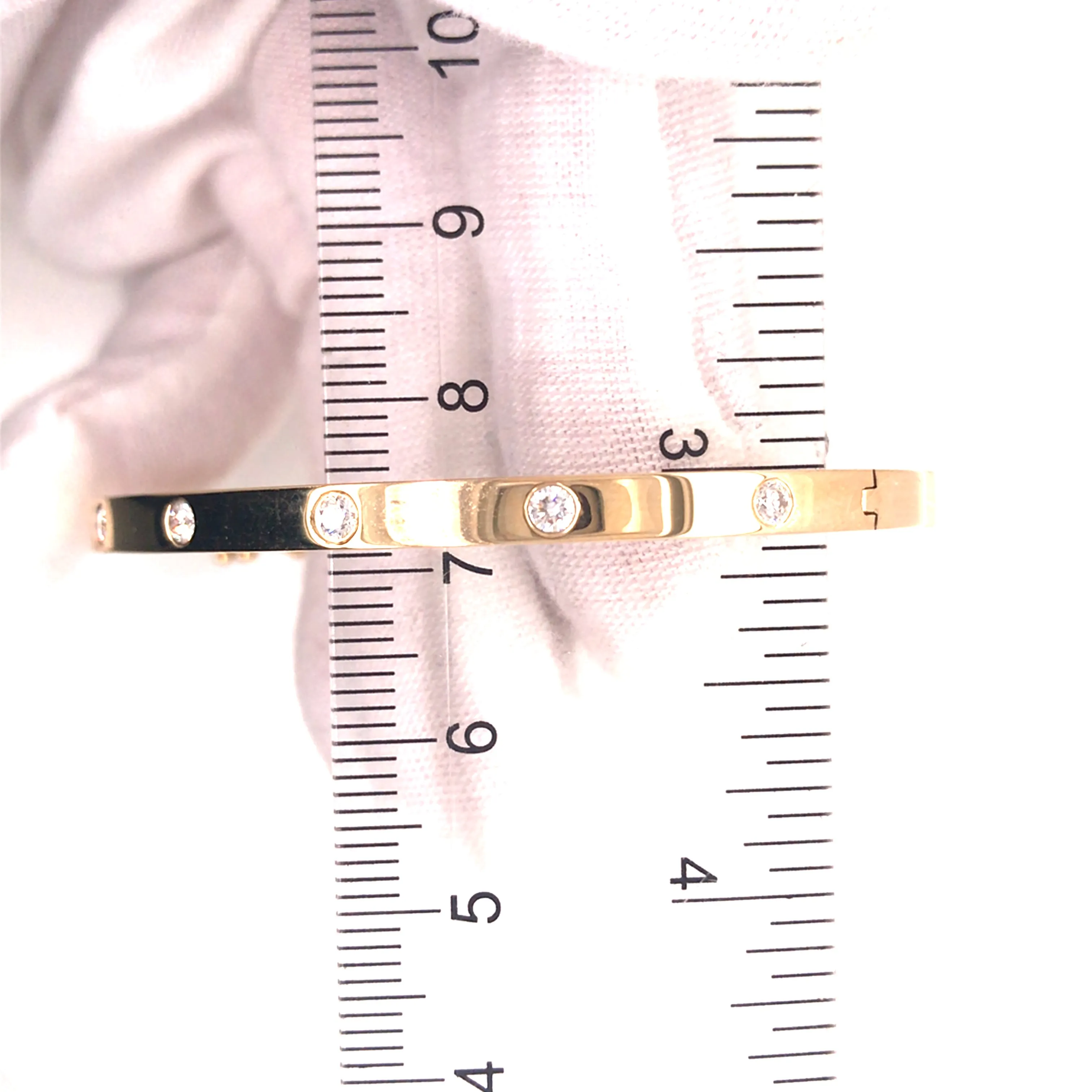 14K Diamond Bevel Bangle Bracelet Yellow Gold