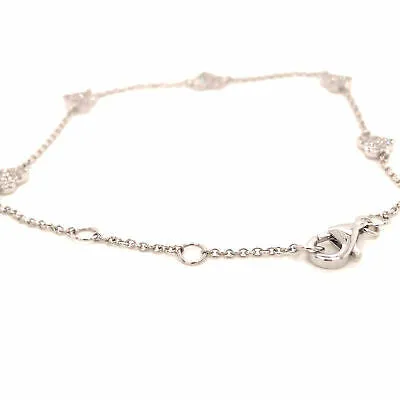 14K Diamond Pave Heart Station Bracelet White Gold