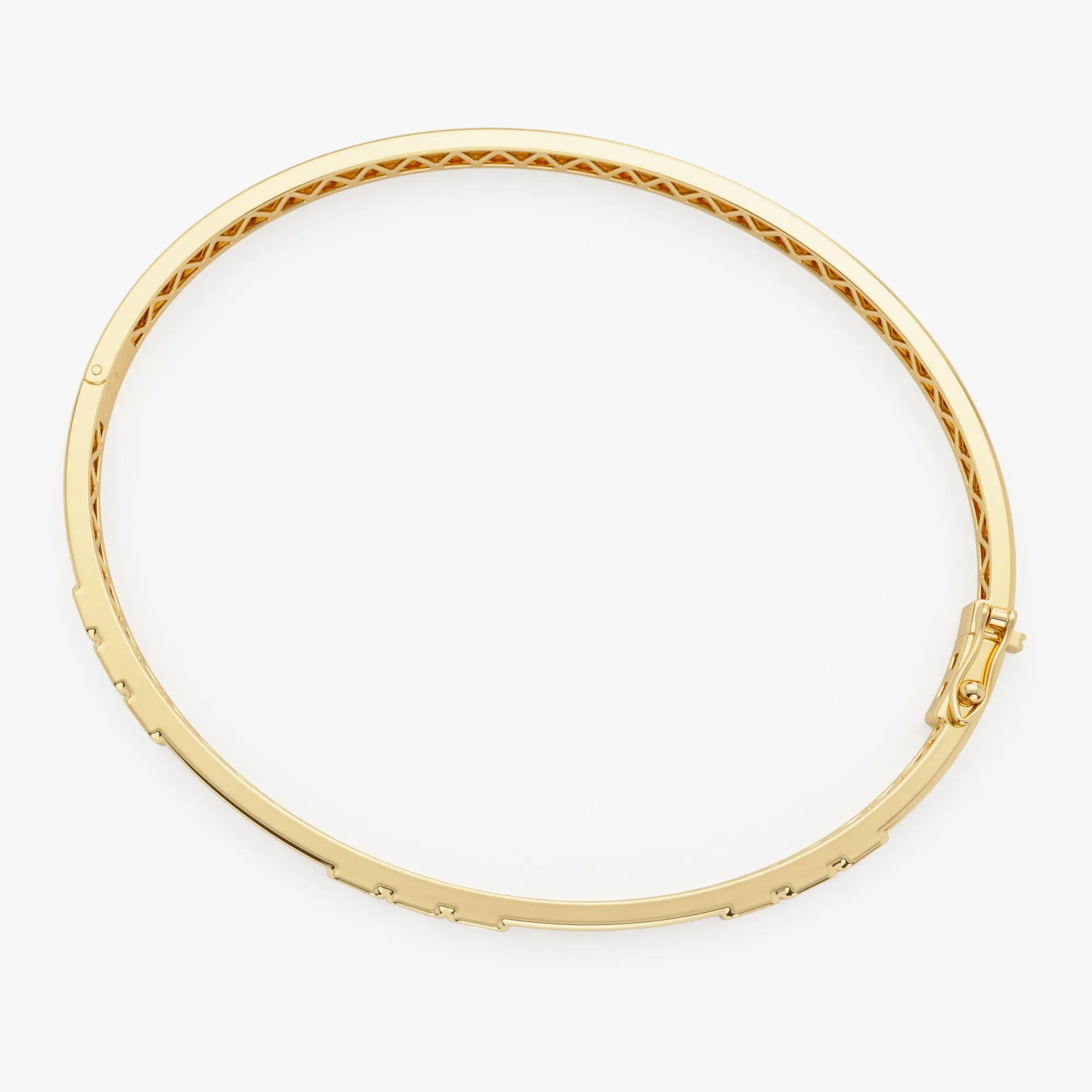 14k Emerald Cut Bezel Setting Bangle