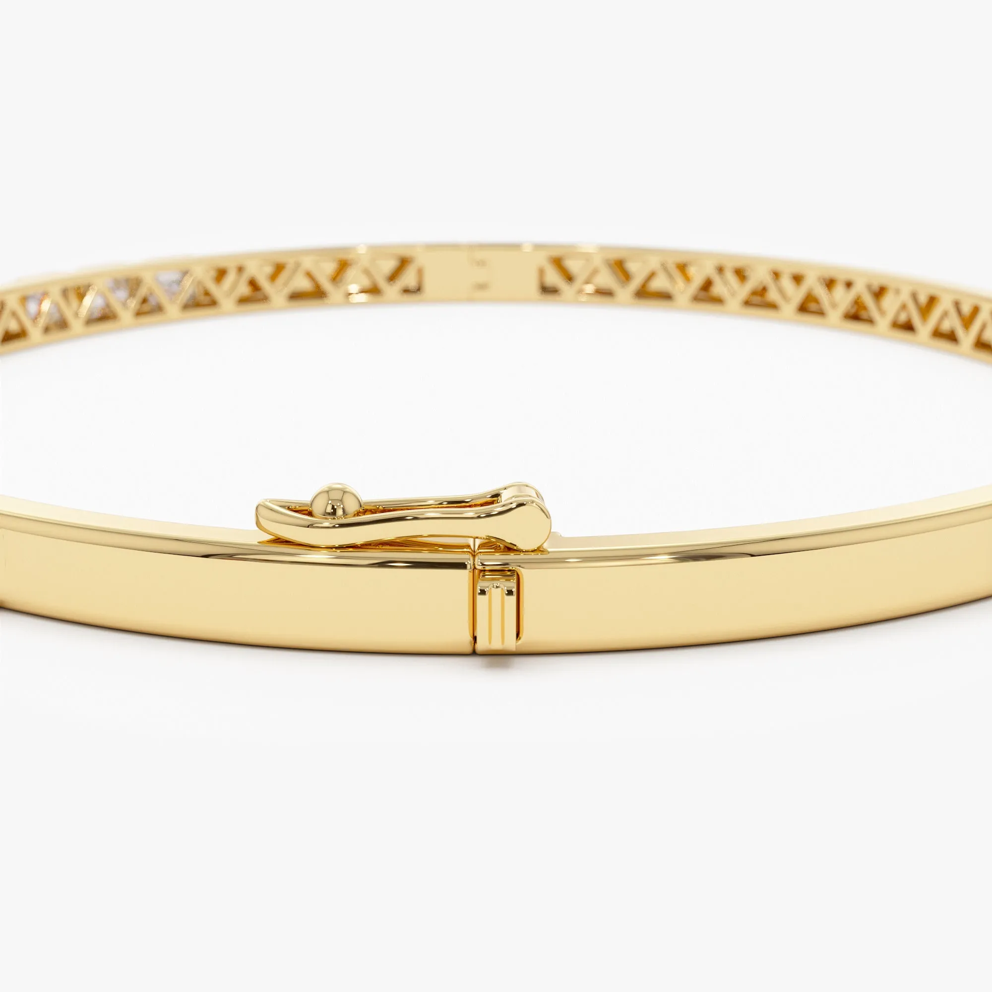 14k Emerald Cut Bezel Setting Bangle