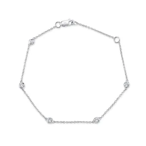 14K Gold 0.13 Carat Round Diamond Bezel Station Bracelet