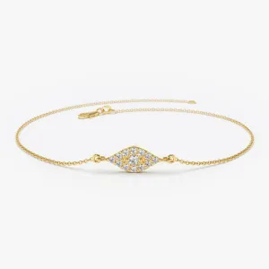 14k Gold All Diamond Evil Eye Bracelet