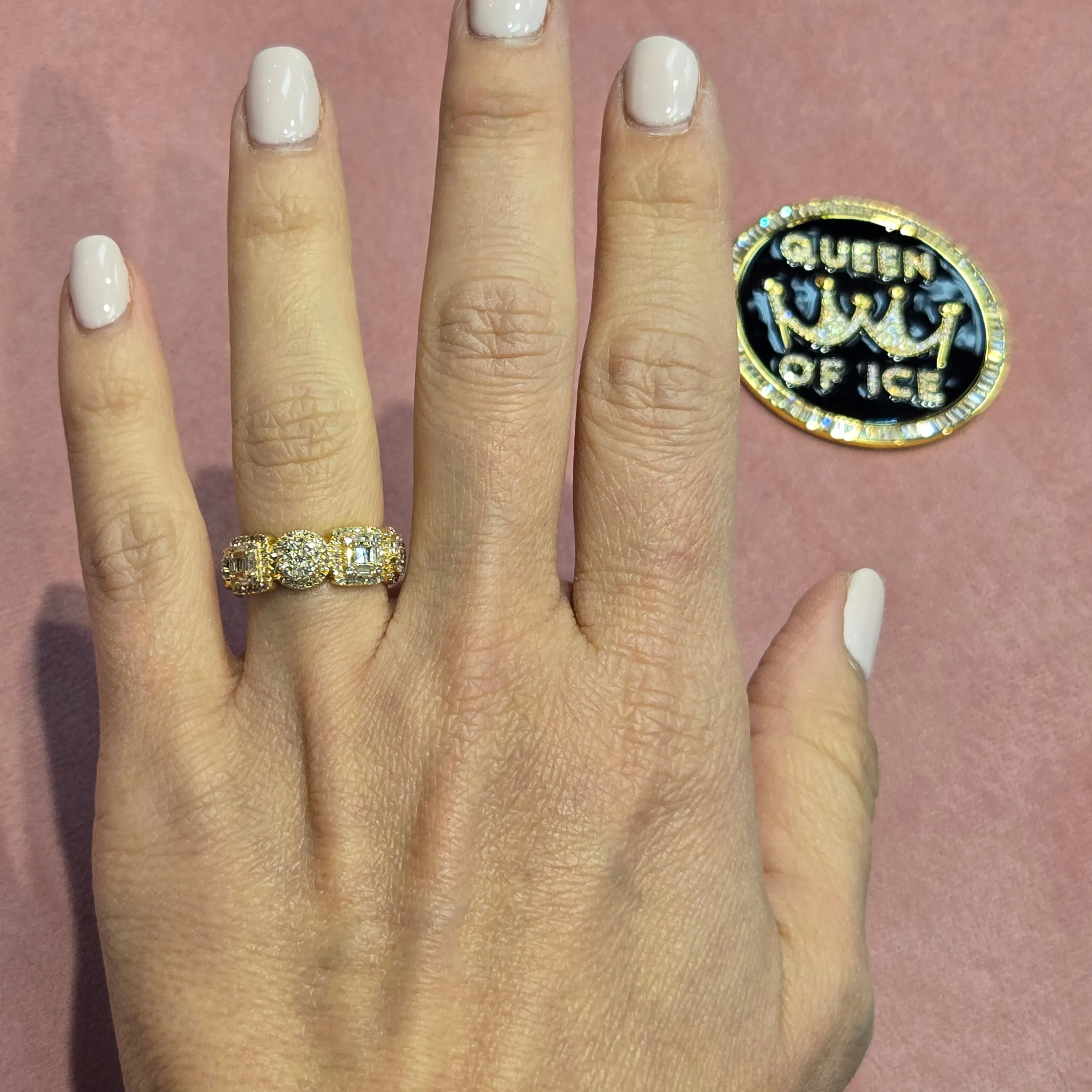 14k Gold and Natural Diamonds Square and Circle Ring - SR29194