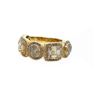 14k Gold and Natural Diamonds Square and Circle Ring - SR29194